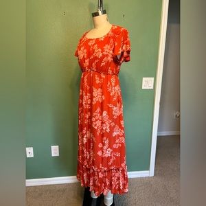 Maternity - orange floral dress
